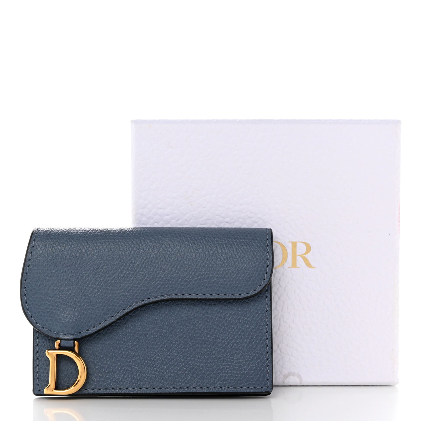 Grained Calfskin Saddle Card Holder Navy