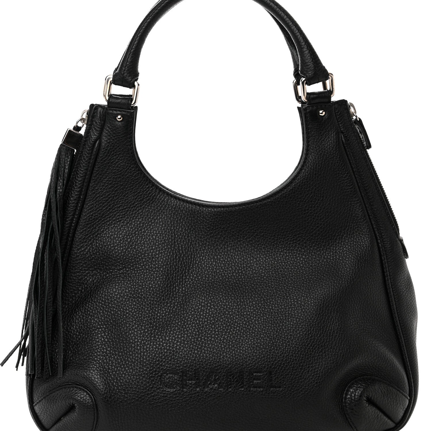 Chanel Grained Calfskin Tassel Hobo Black 7 of 9