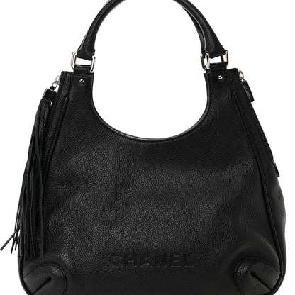 Chanel Grained Calfskin Tassel Hobo Black 7 of 9