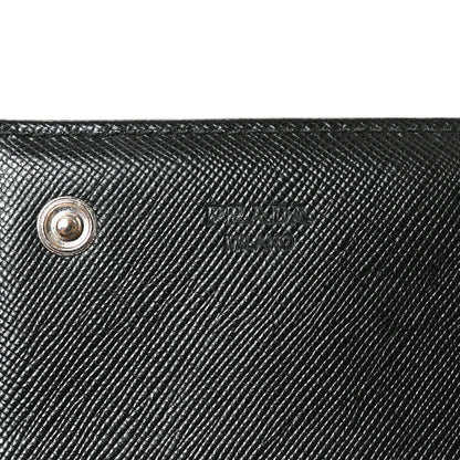Prada Saffiano Triangle Continental Flap Wallet Black 6 of 7