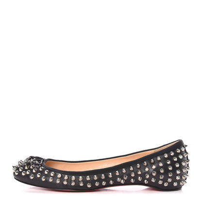 Christian Louboutin Shiny Nappa Big Kiss Spikes Flats 38.5 Black 1 of 7
