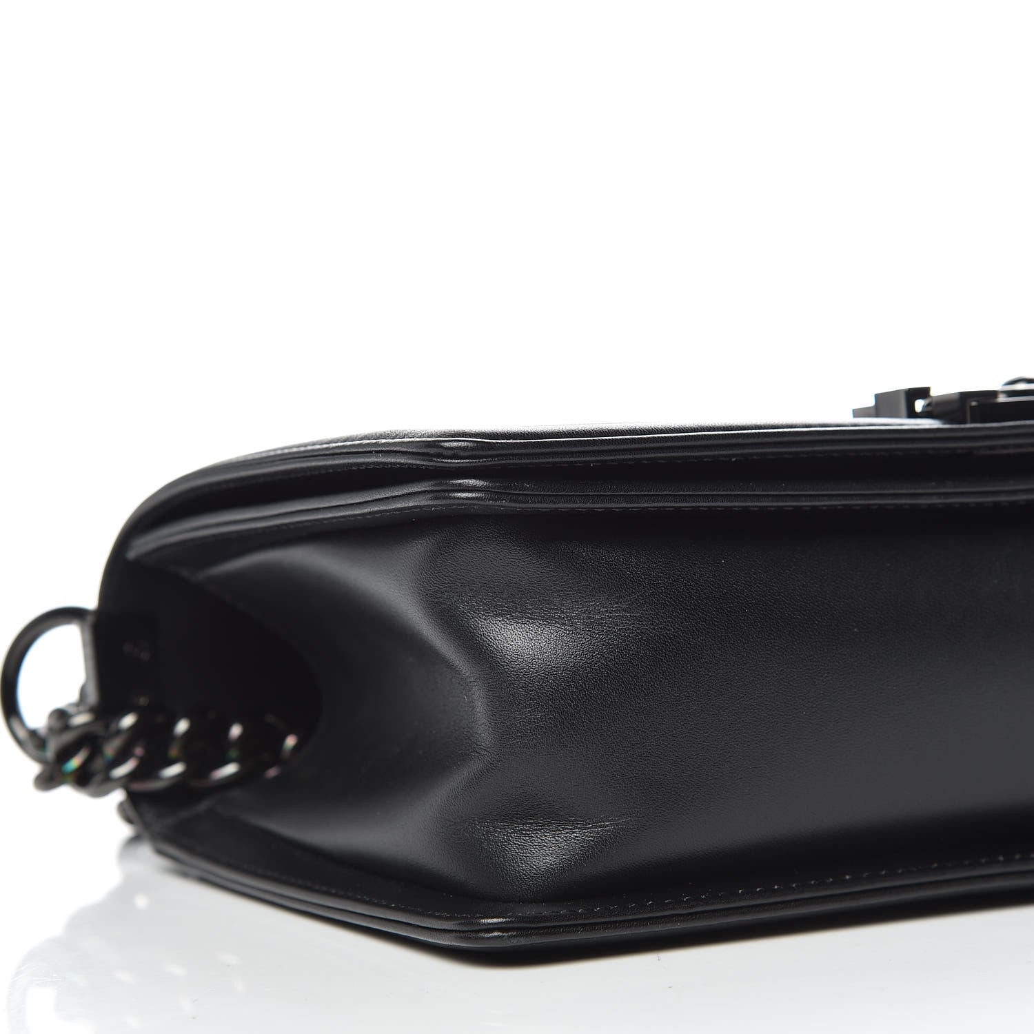 Chanel Calfskin Painted Chevron Embossed Medium Boy Flap Black 6 of 13