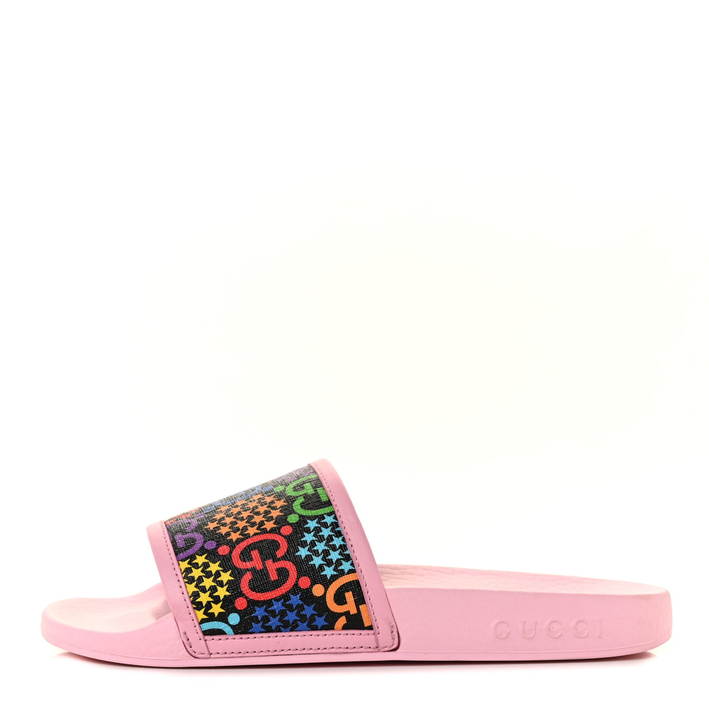 GG Supreme Monogram Psychedelic Slide Sandals 36 Black Multicolor Sugar Pink