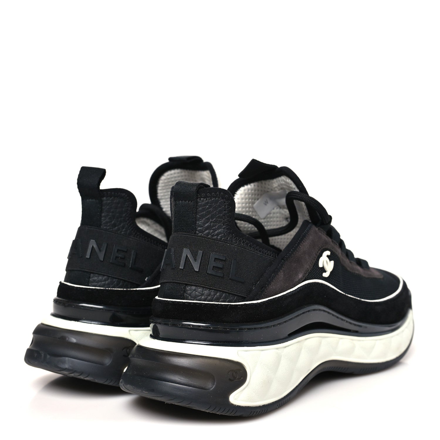 Chanel Fabric Suede CC Sneakers 40 Black Dark Grey 5 of 9
