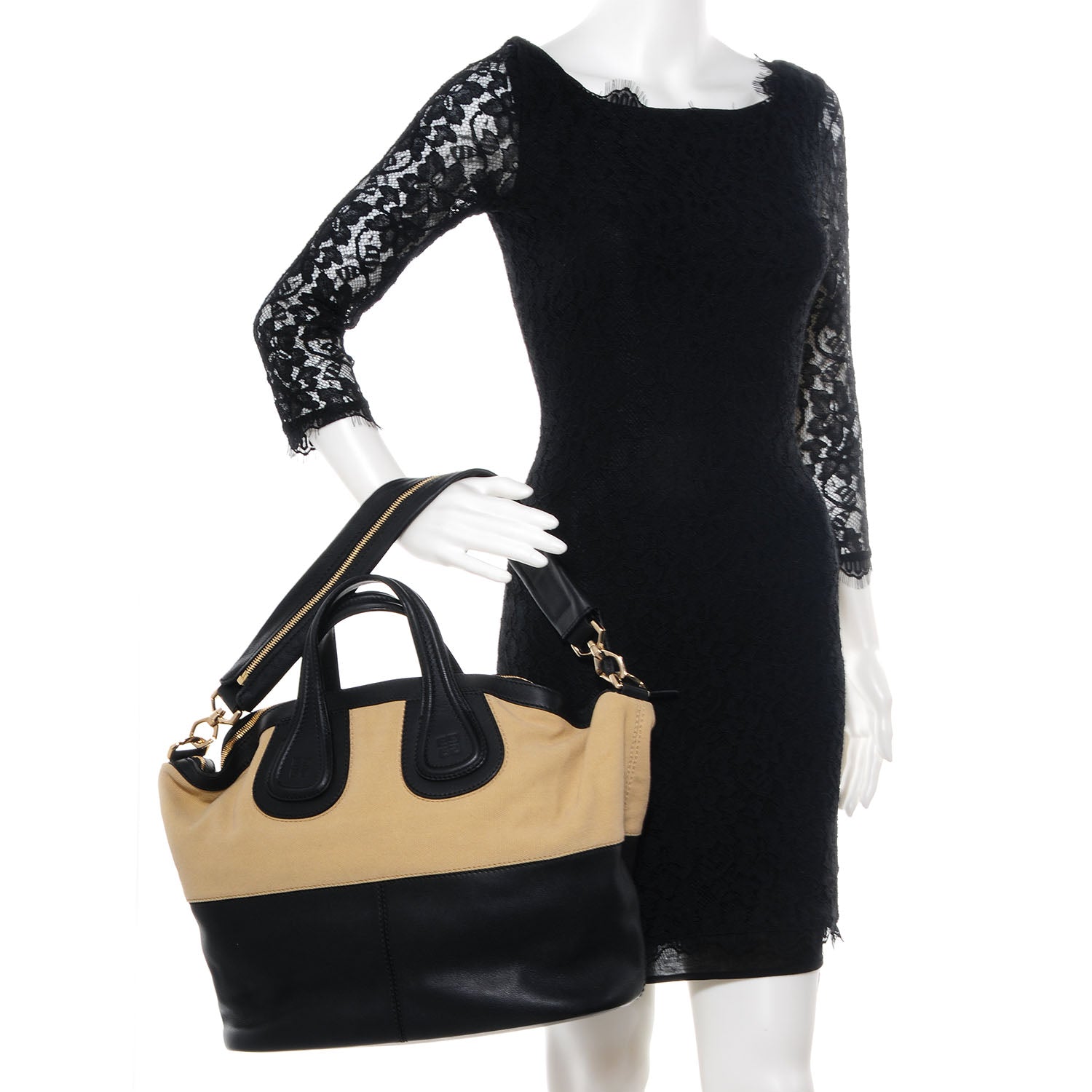 Givenchy Canvas Calfskin Medium Nightingale Beige Black 2 of 11