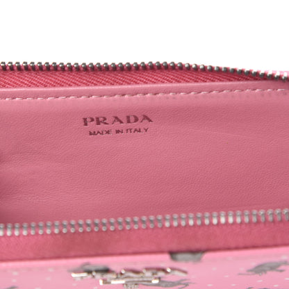 Prada Saffiano Elephant Print Zip Key Pouch Rosa 6 of 9