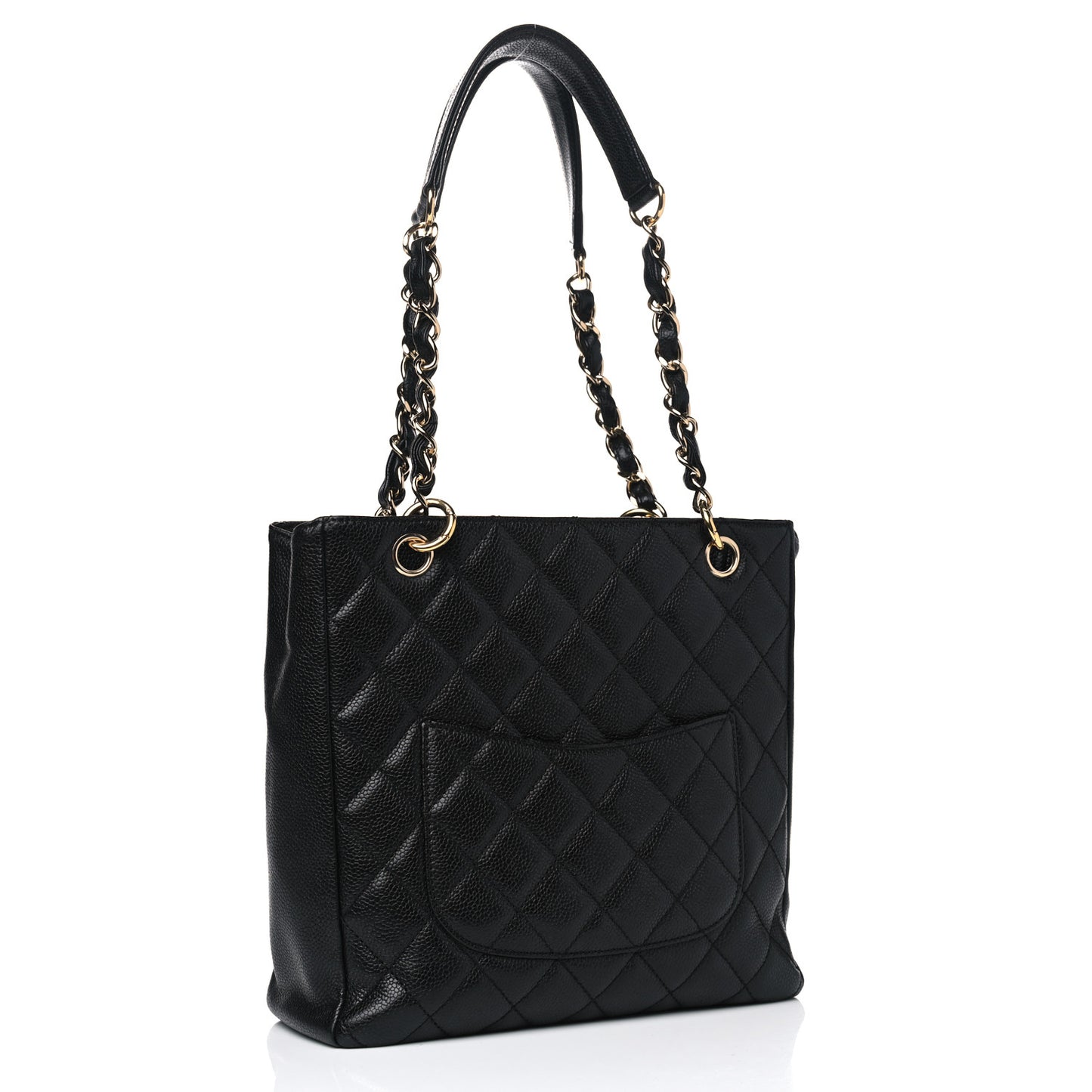Caviar Quilted Petit Shopping Tote PST Black