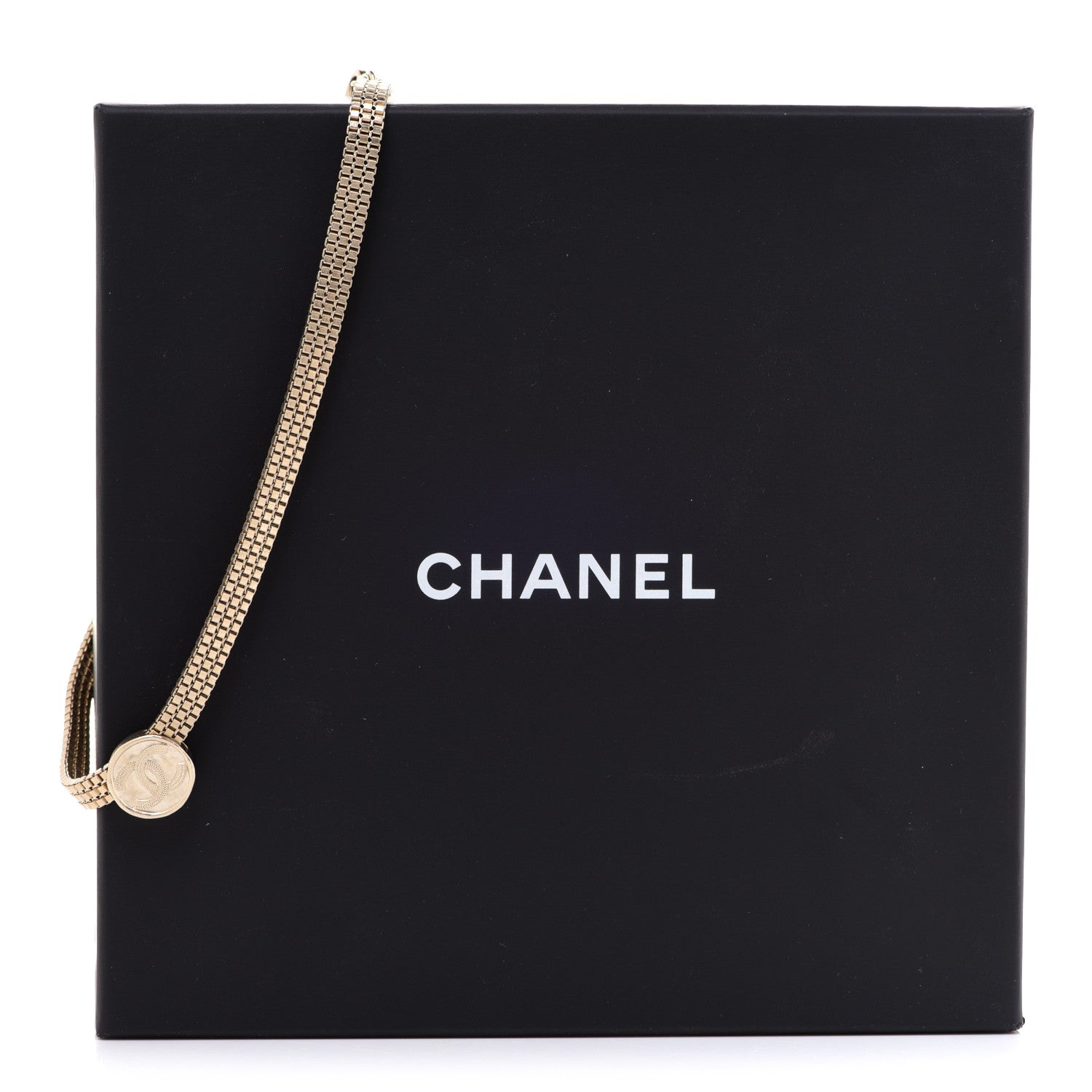 Chanel Metal Chain Link CC Medallion Choker Necklace Gold 6 of 6
