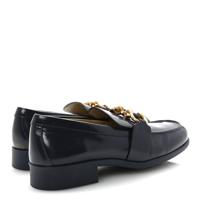 Bottega Veneta Glossy Calfskin Monsieur Loafers 37.5 Navy Blue 5 of 8