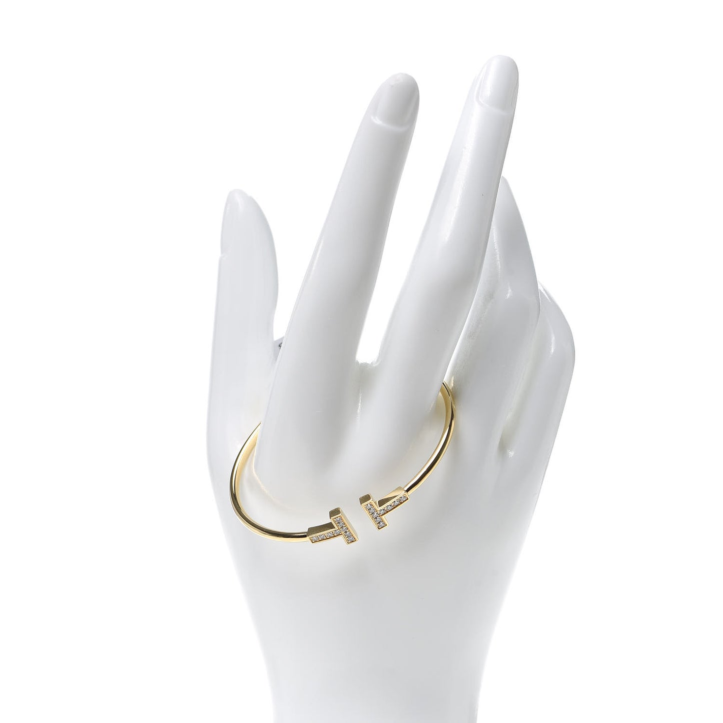 18K Yellow Gold Diamond T Wire Bracelet