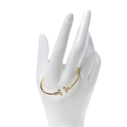 Tiffany 18K Yellow Gold Diamond T Wire Bracelet 2 of 5