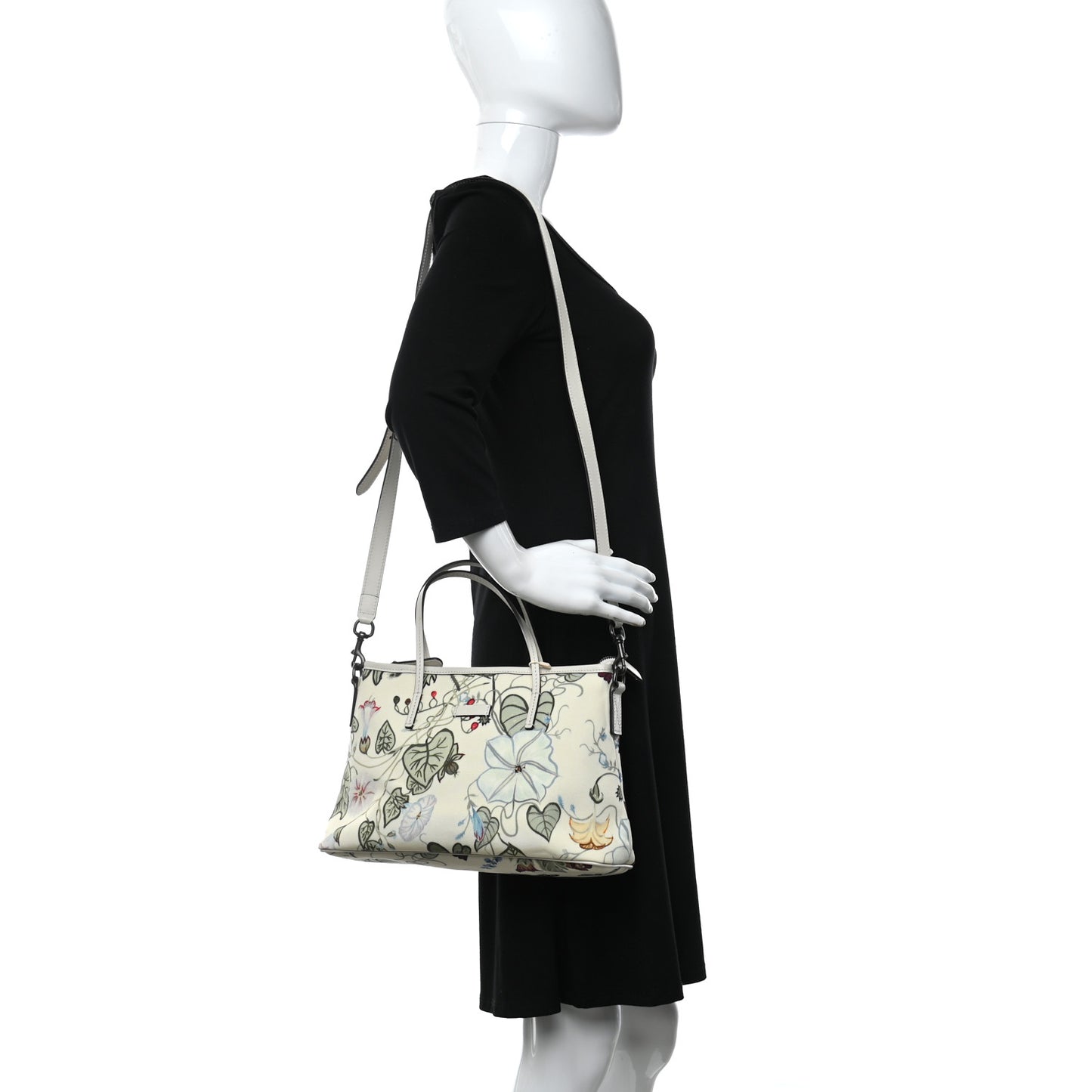Canvas Flora Knight Small Zippered Tote White