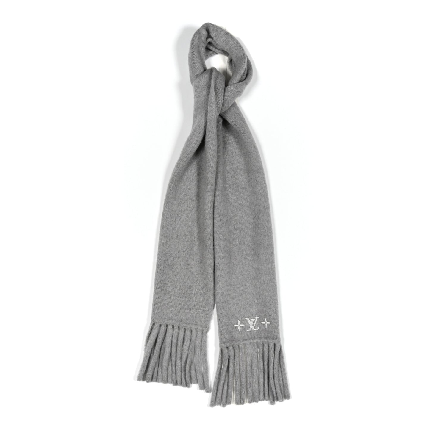 Wool LV Fluffy Scarf Grey