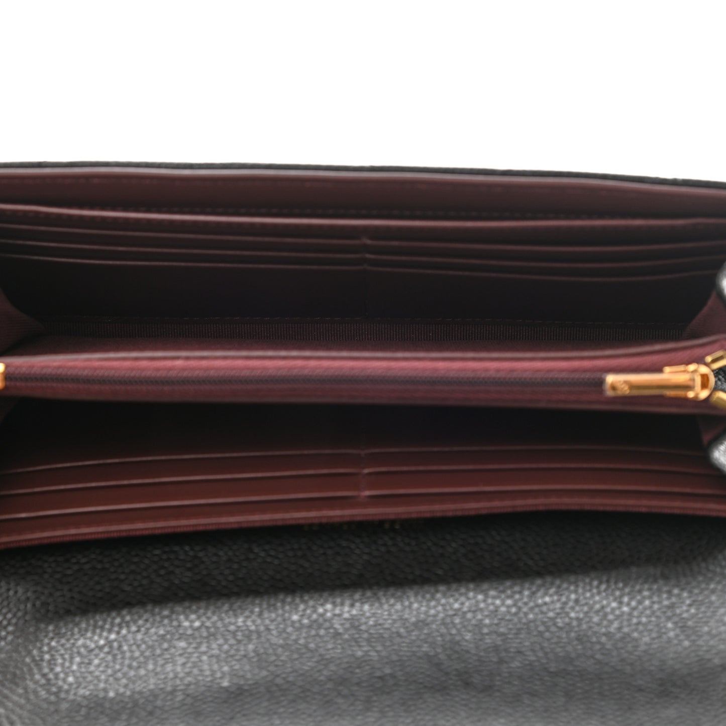 Caviar Quilted Large Gusset Flap Wallet Black