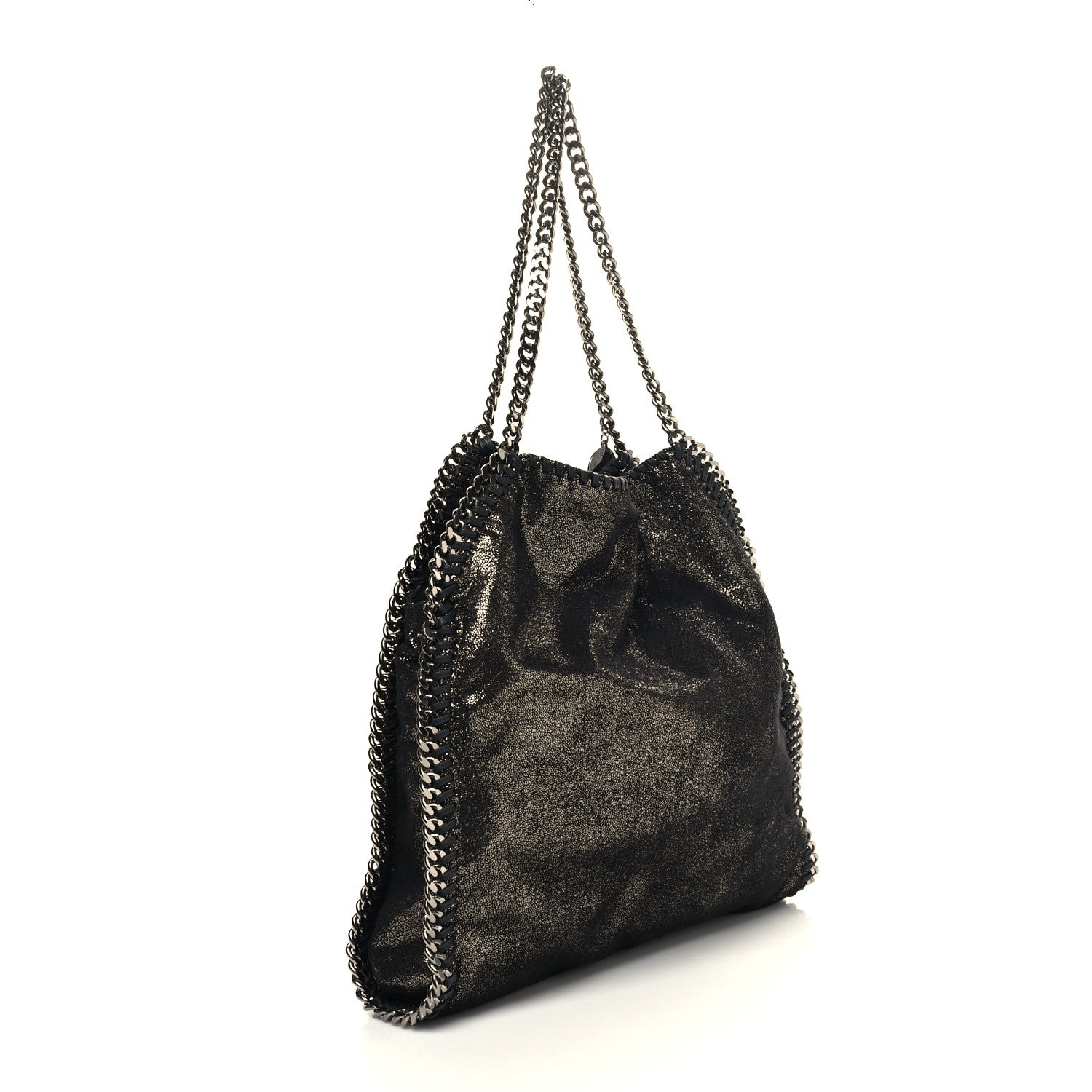 Stella McCartney Chamois Shiny Dotted Falabella Fold Over Tote Ruthenium 3 of 11