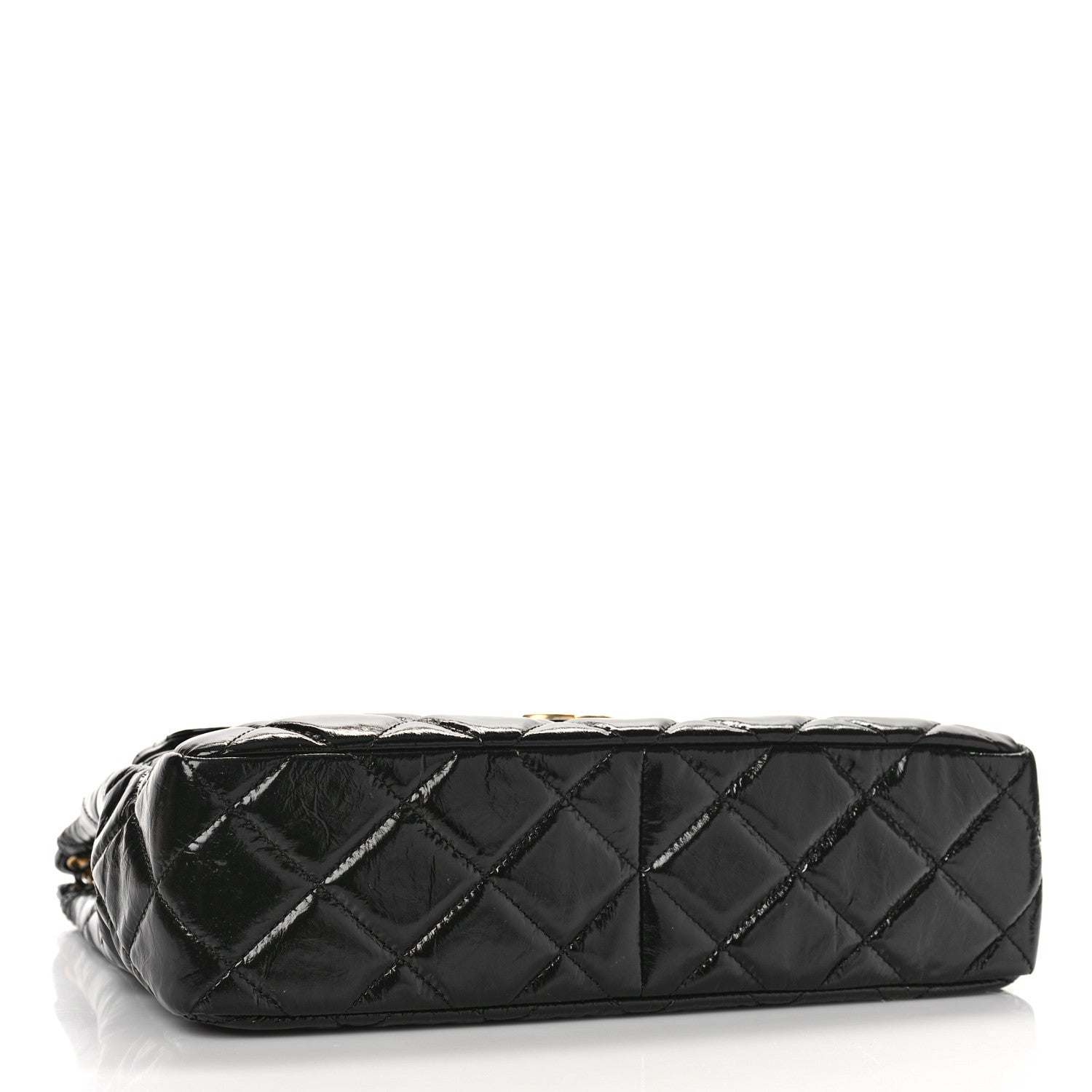 Chanel Shiny Crumpled Calfskin Quilted Large Wavy CC Hobo Black 4 of 9