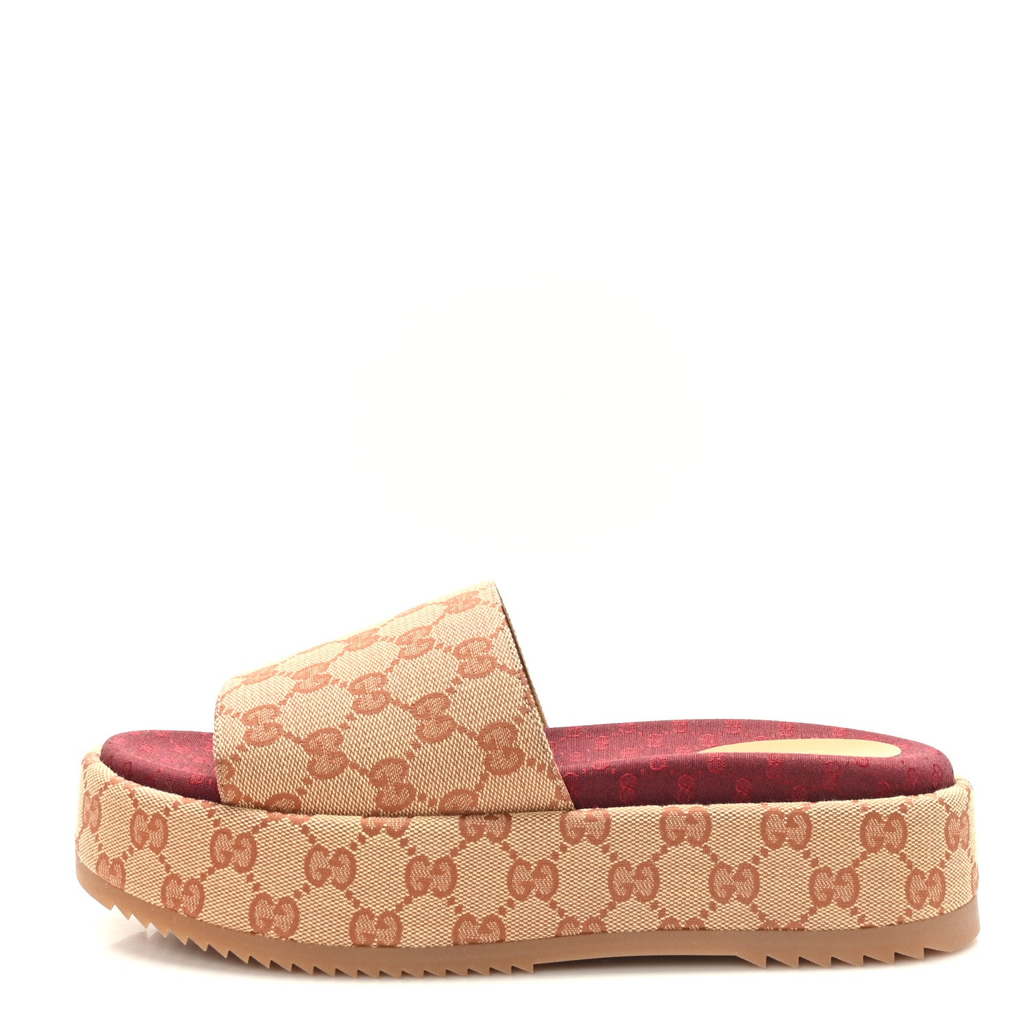 Gucci Canvas GG Monogram Angelina Platform Slide Sandals 40 Beige Ruggine 1 of 7