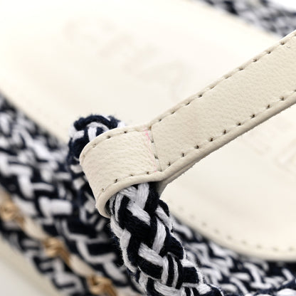 Chanel Lambskin Cord Chain CC Sandals 38 Navy Blue White 14 of 16