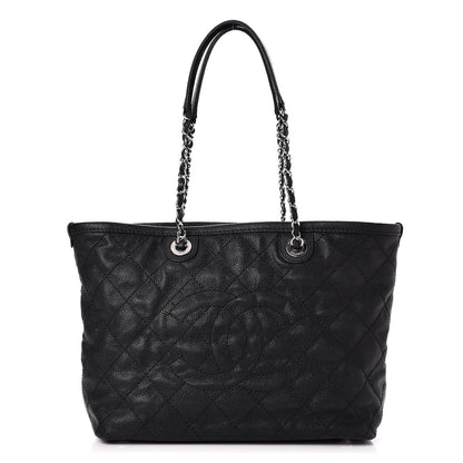 Chanel Grained Calfskin Quilted Small Daily Shopping Tote Black 1 of 9