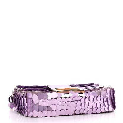 Fendi Satin Sequin Paillettes Shiny Nappa Mini Baguette 1997 Lilla 4 of 12