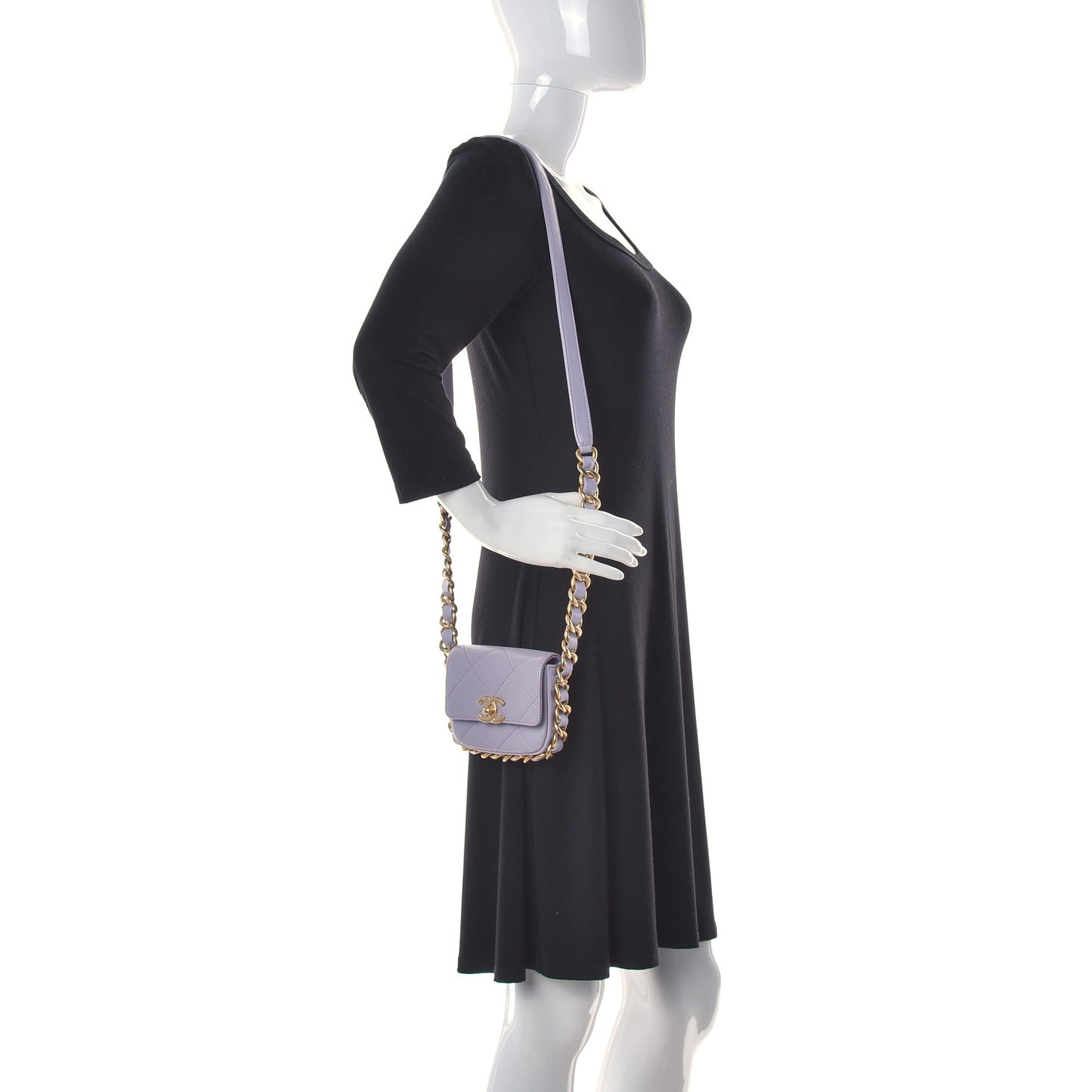 Calfskin Quilted Mini Framing Chain Bag Light Purple