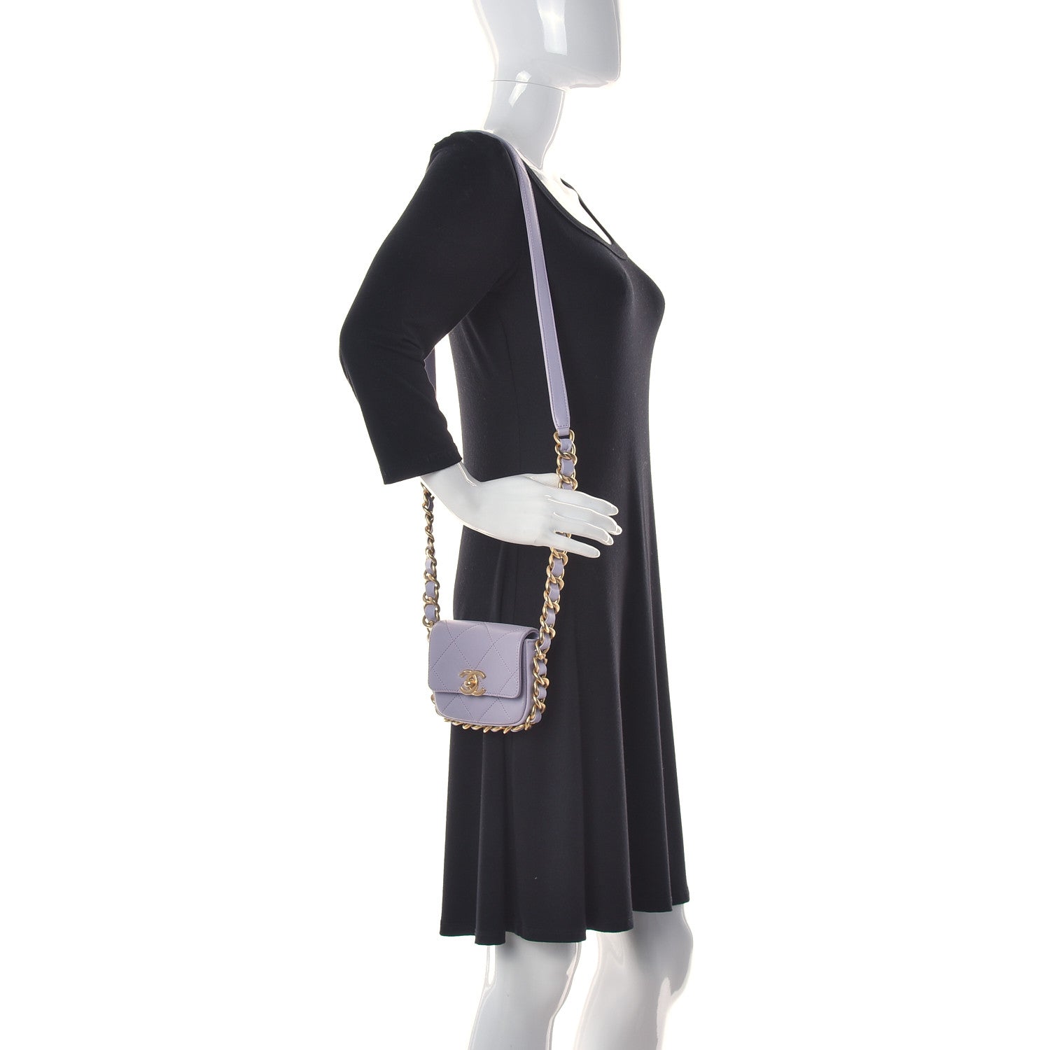Chanel Calfskin Quilted Mini Framing Chain Bag Light Purple 2 of 10