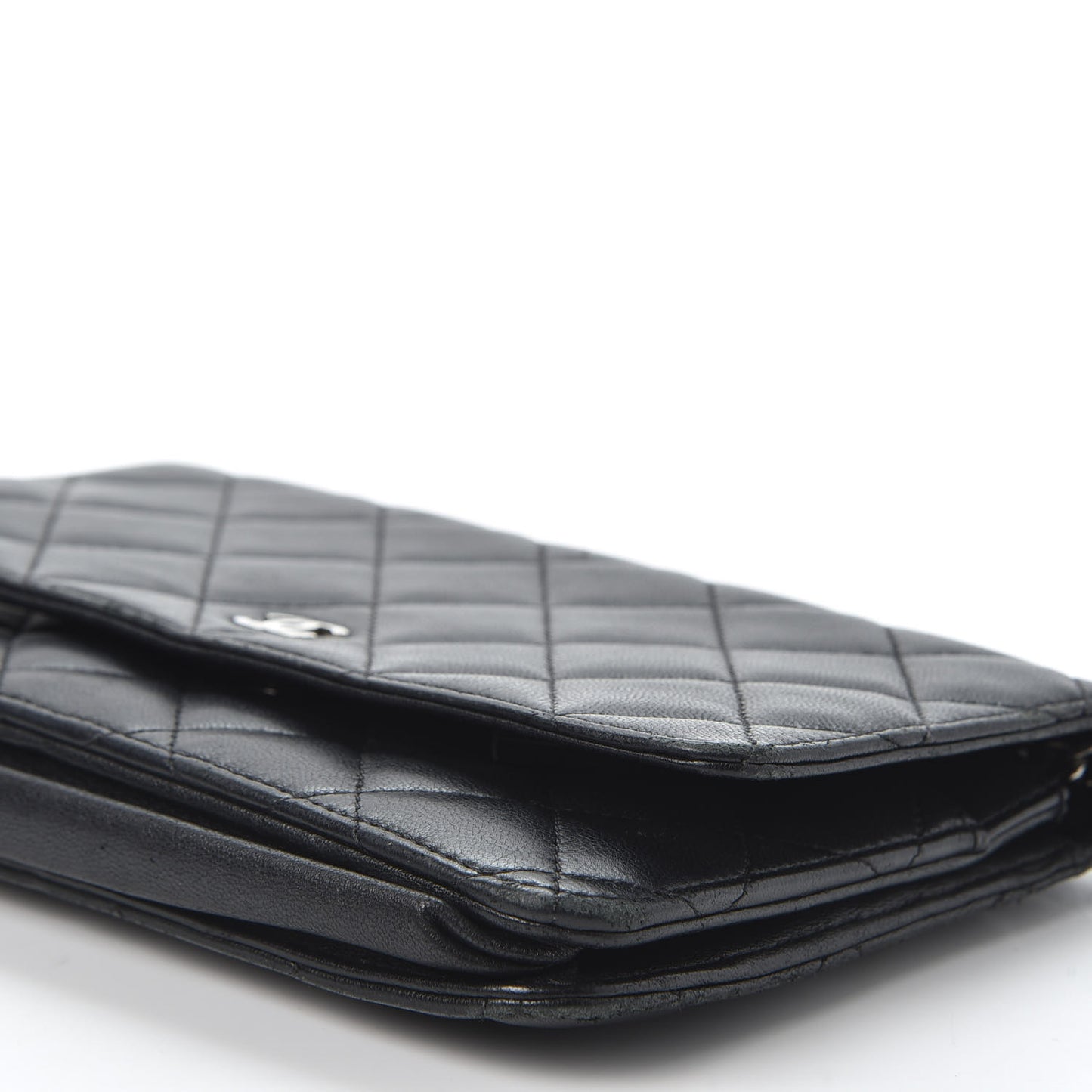 Lambskin Quilted Wallet On Chain WOC Black
