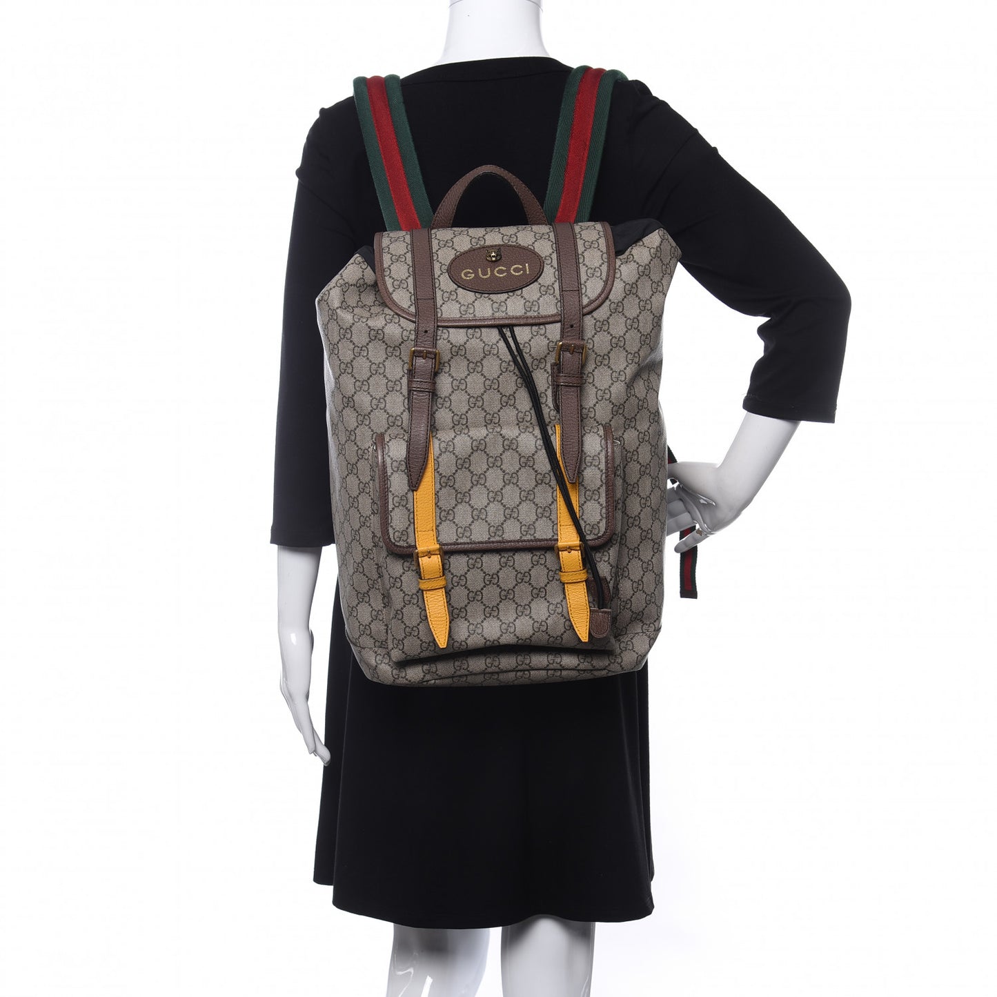 Soft GG Supreme Monogram Neo Vintage Double Buckle Backpack Beige New Acero Crop