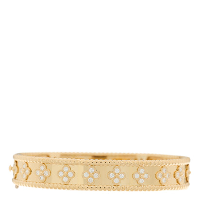 Van Cleef & Arpels 18K Yellow Gold Diamond Perlee Clovers Bangle Bracelet M 1 of 5