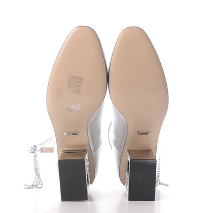 Gucci Metallic Nappa Crystal Square G Mid Heel Pumps 39.5 Silver 6 of 11