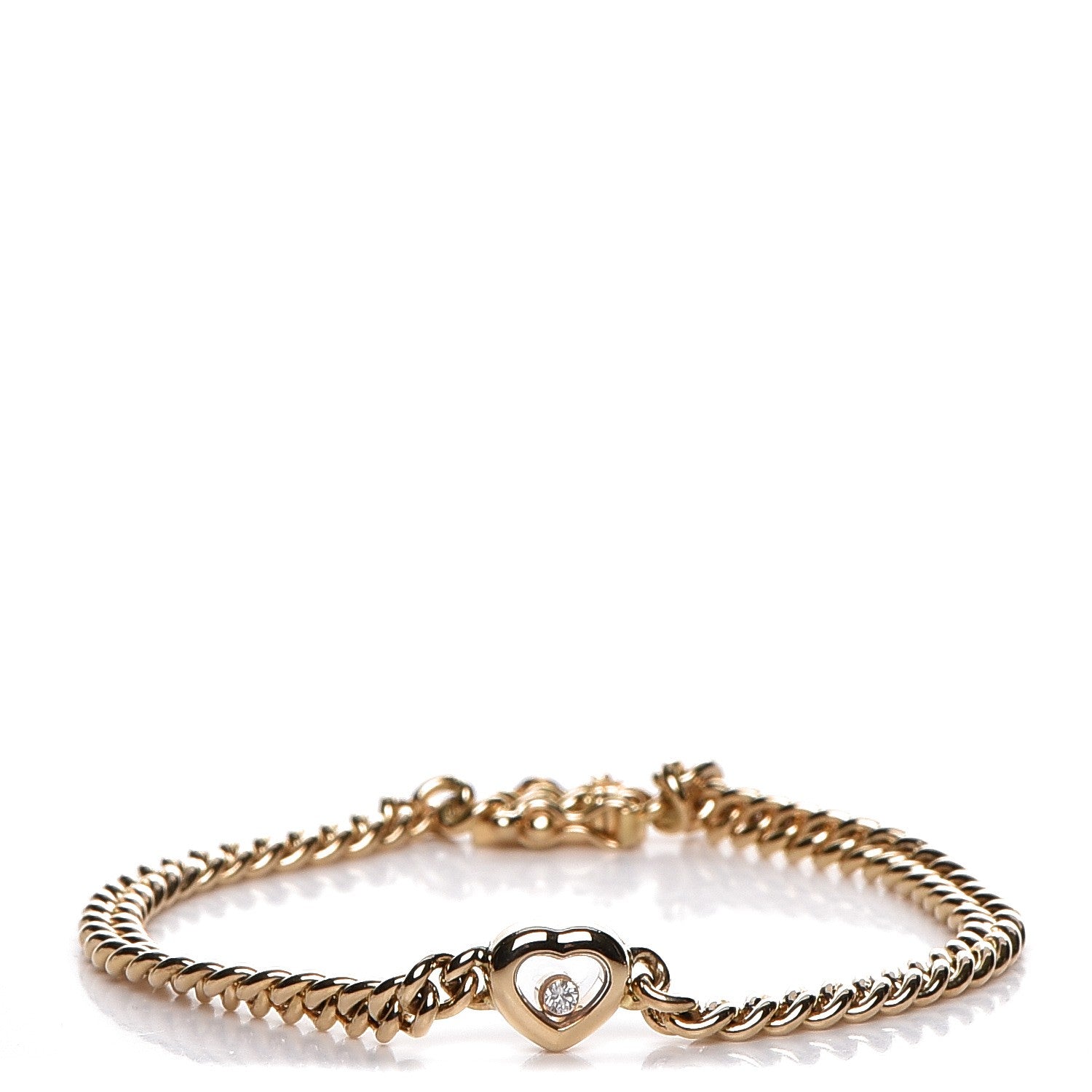 Chopard 18K Yellow Gold Happy Diamonds Heart Chain Bracelet 1 of 4
