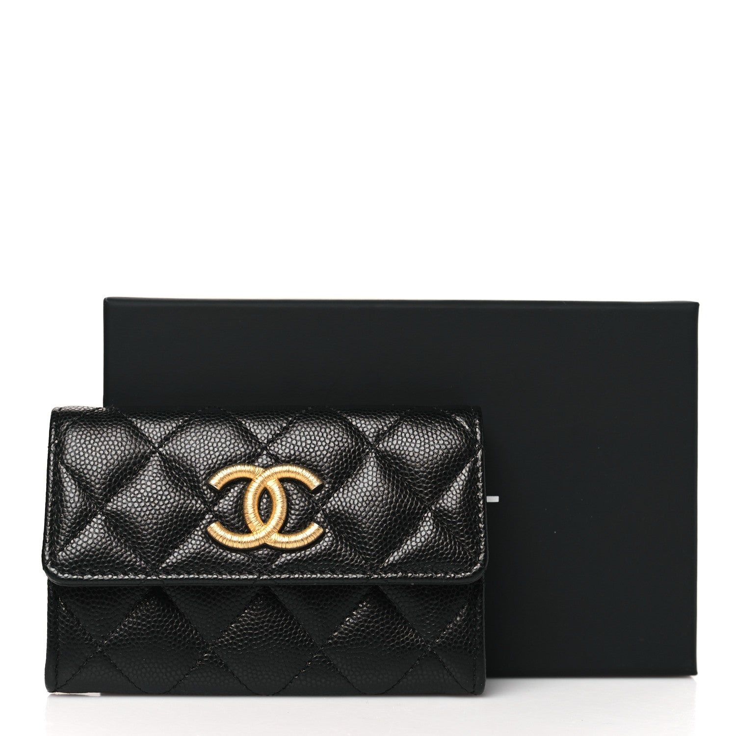 Chanel Caviar Quilted Textured CC Flap Card Holder Black 10 of 10