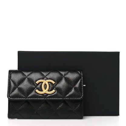 Chanel Caviar Quilted Textured CC Flap Card Holder Black 10 of 10