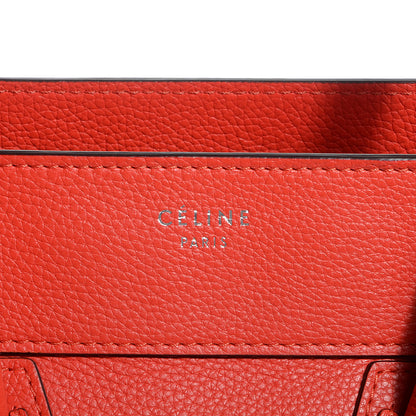 Celine Drummed Calfskin Mini Luggage Bag Vermillion 9 of 9