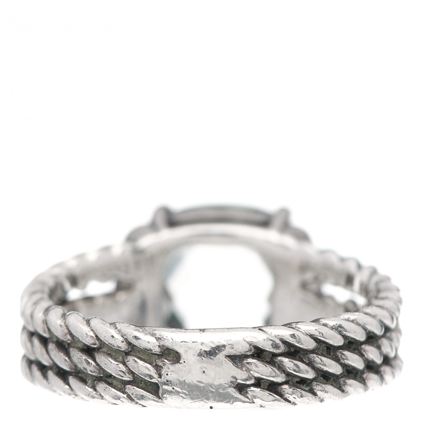 David Yurman Sterling Silver Diamond Prasiolite 10mm Petite Wheaton Ring 52 6 3 of 5