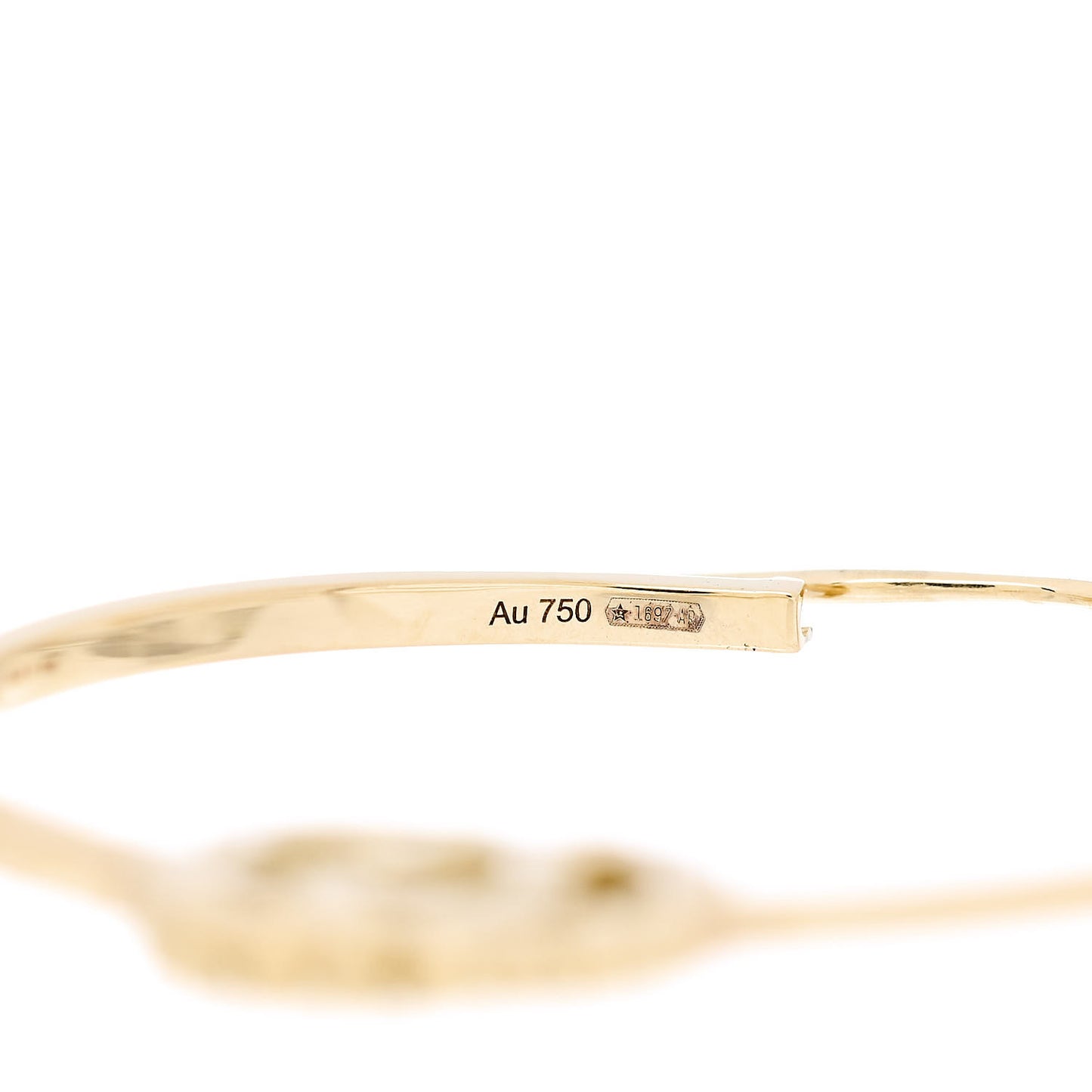18K Yellow Gold Diamond Running GG Hoop Earrings