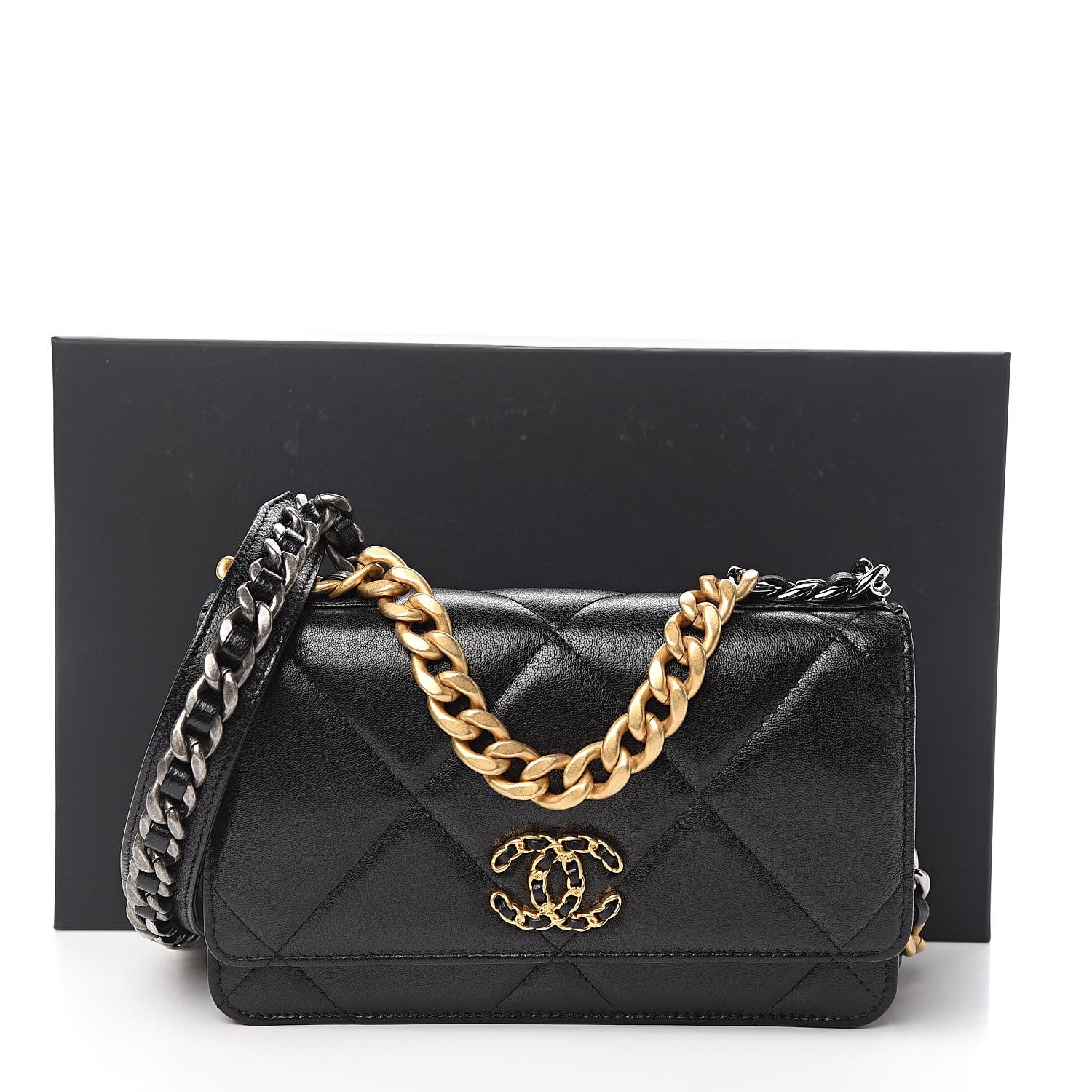 Chanel Goatskin Quilted 19 Wallet On Chain WOC Black 12 of 12