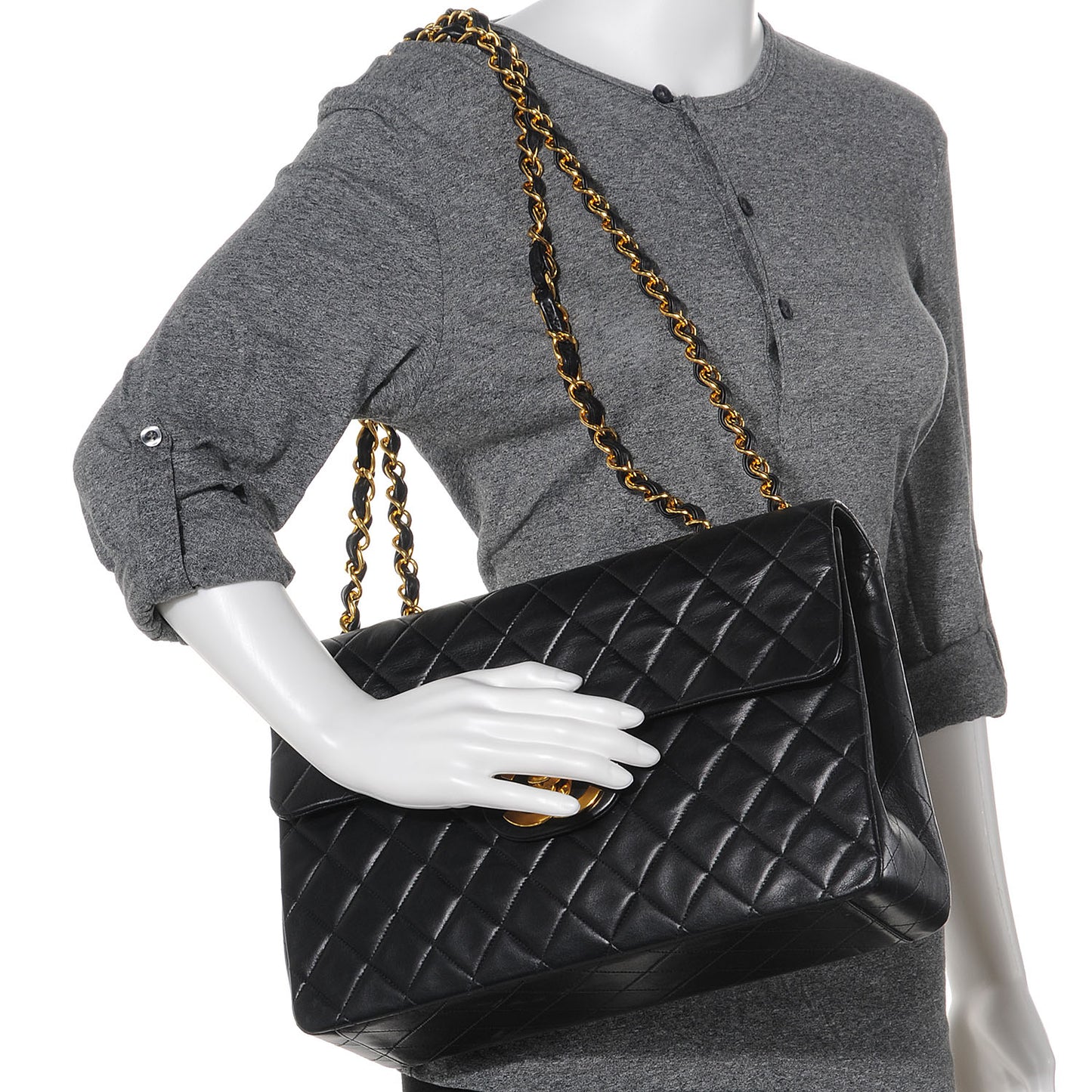 Lambskin XL Jumbo Flap Black