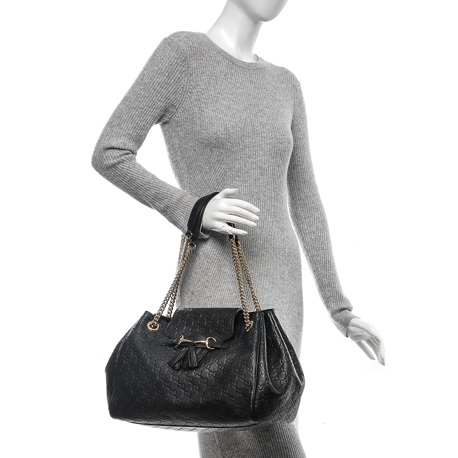 Gucci Guccissima Medium Emily Shoulder Bag Black 2 of 8