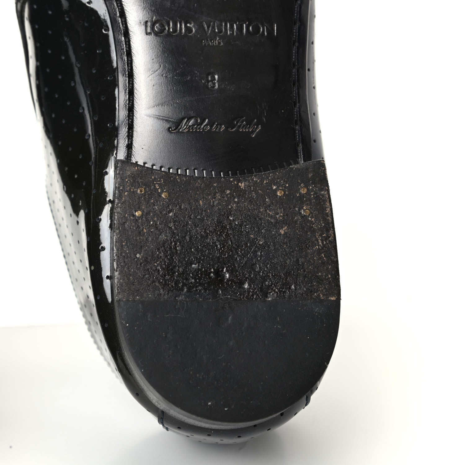 Louis Vuitton Patent Calfskin Perforated Mens Loafers 8 Navy 11 of 11