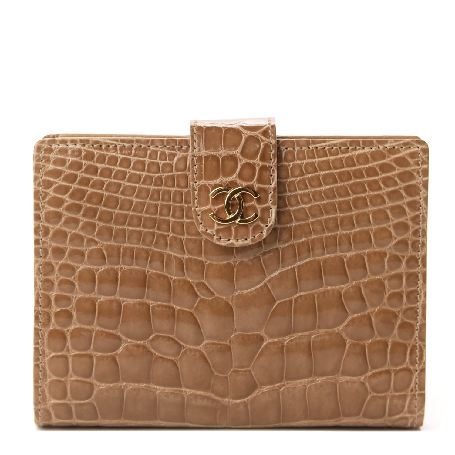 Chanel Alligator French Compact Wallet Beige 1 of 7