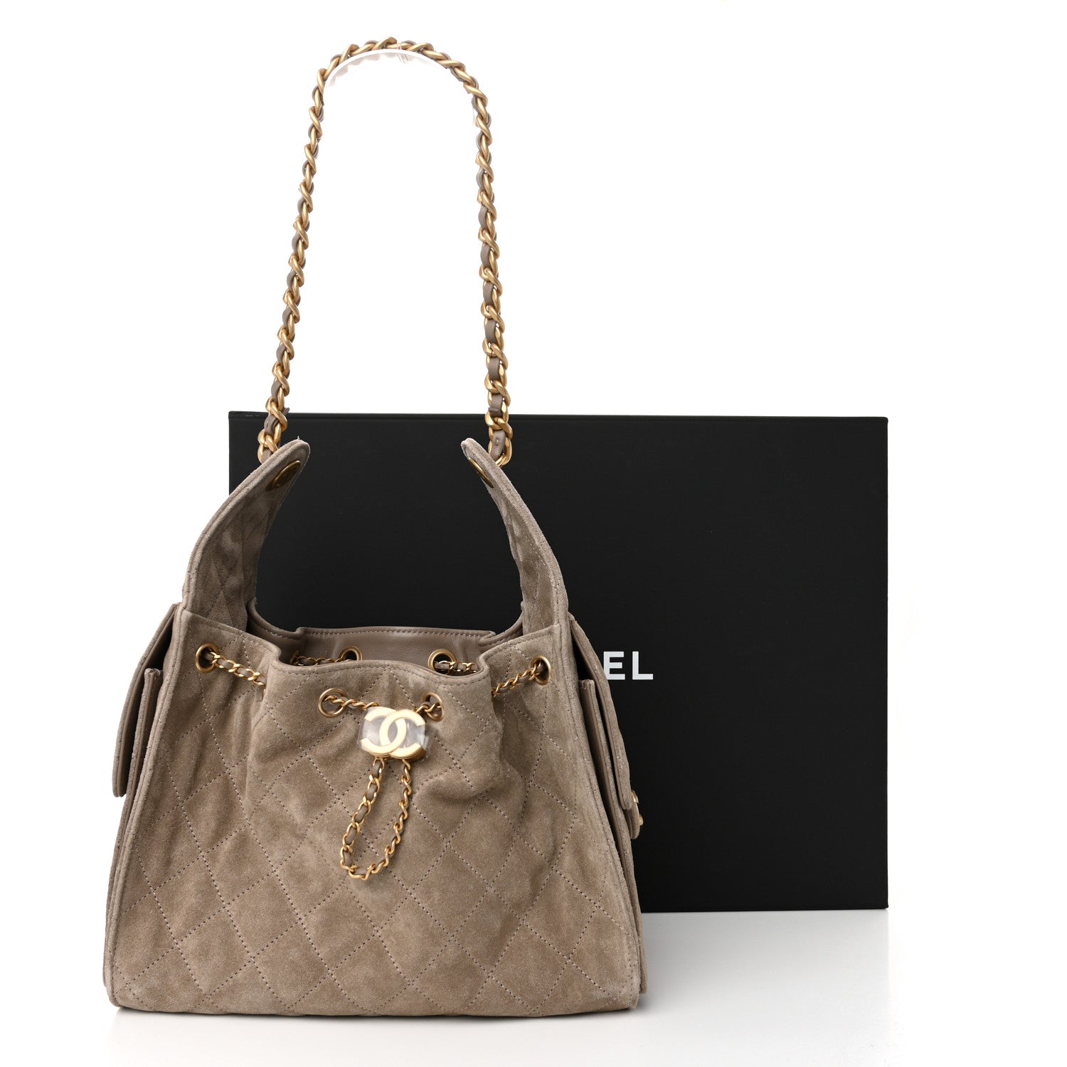 Chanel Suede Quilted Small Chanel 25 Handbag Dark Grey 11 of 11