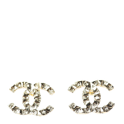 Chanel Metal Textured CC Earrings Gold 1 of 4