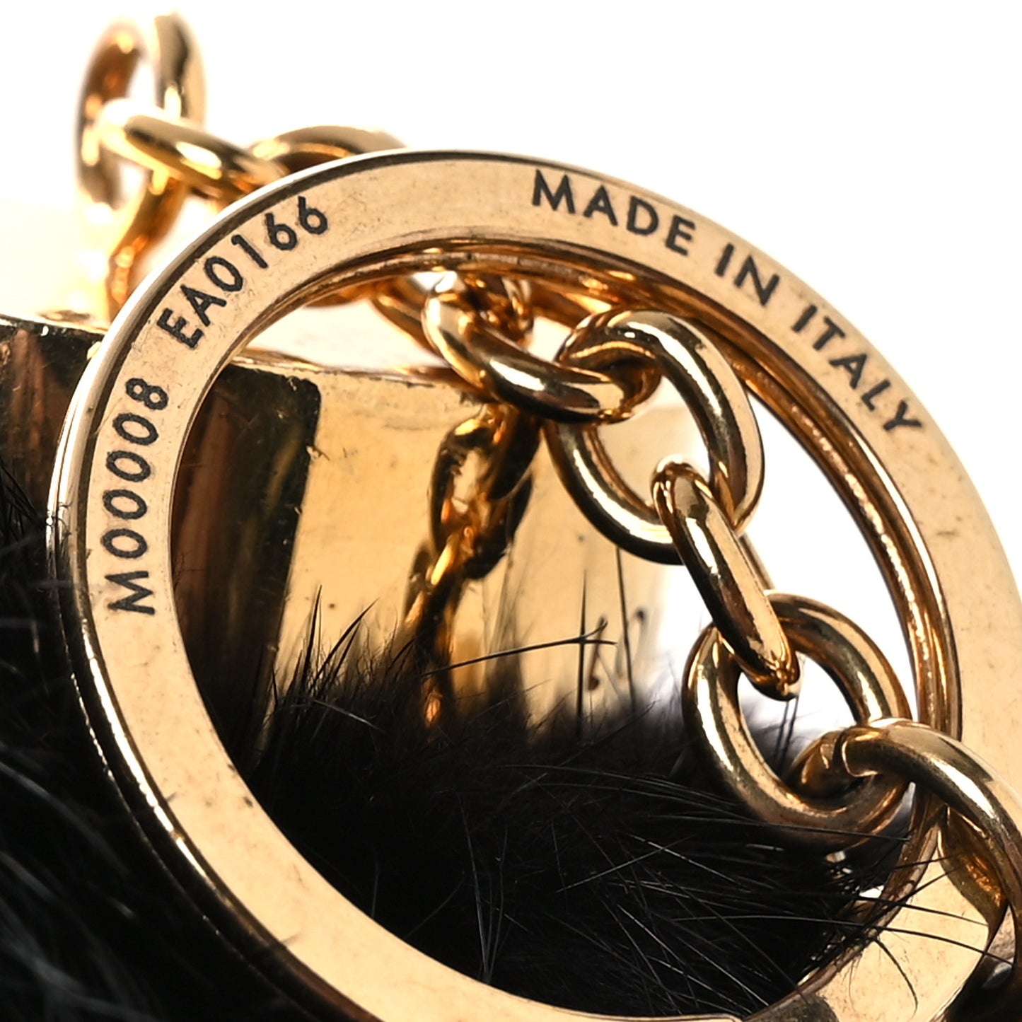 Mink Fur Bubble V Bag Charm Key Holder Black