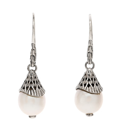 John Hardy Sterling Silver Freshwater Cultured Pearl Classic Chain Drop Earrings 1 of 4