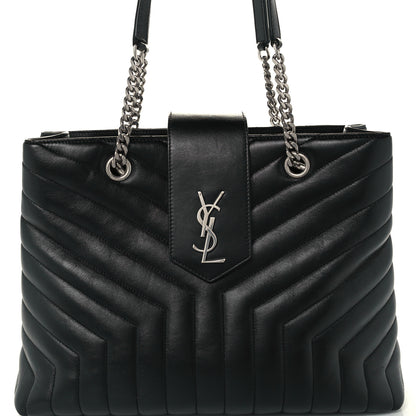 Saint Laurent Calfskin Y Quilted Monogram Large Loulou Shopper Black 10 of 12