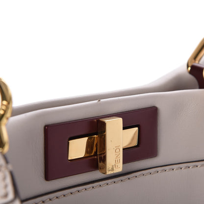 Fendi Vitello Seta Shiny Nappa Medium Peekaboo Iconic Satchel Grigio Polvere Bois de Rose 14 of 14