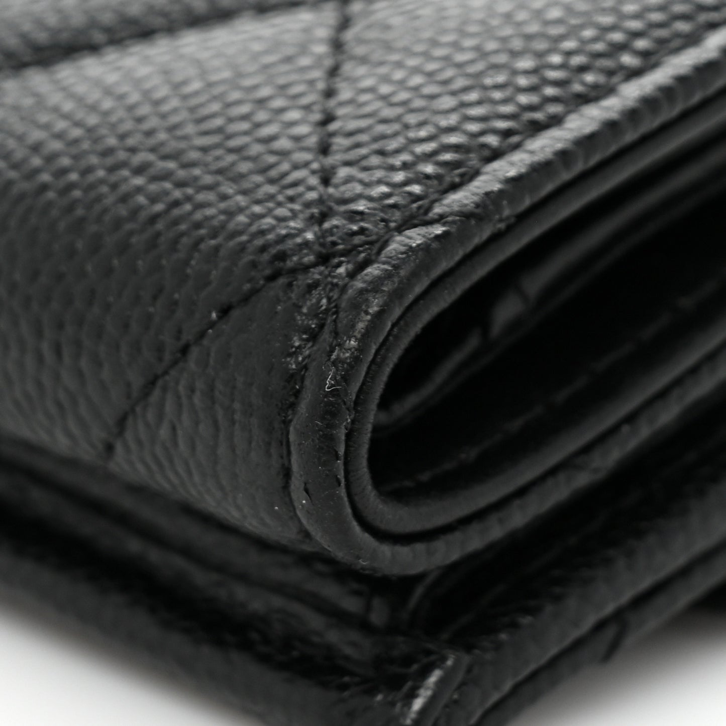 Caviar Quilted Crystal CC Small Flap Wallet Black