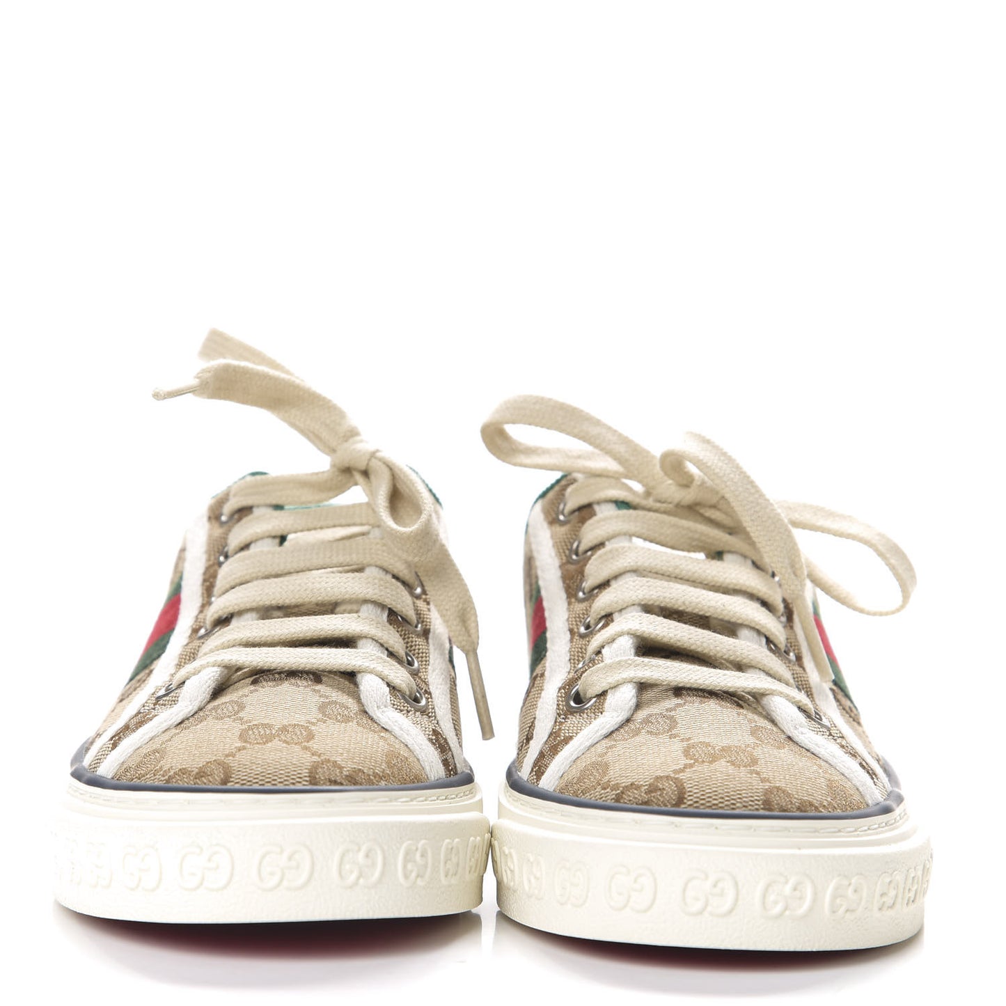 GG Monogram Web Womens 1977 Tennis Sneakers 35.5 Beige Ebony Mystic White