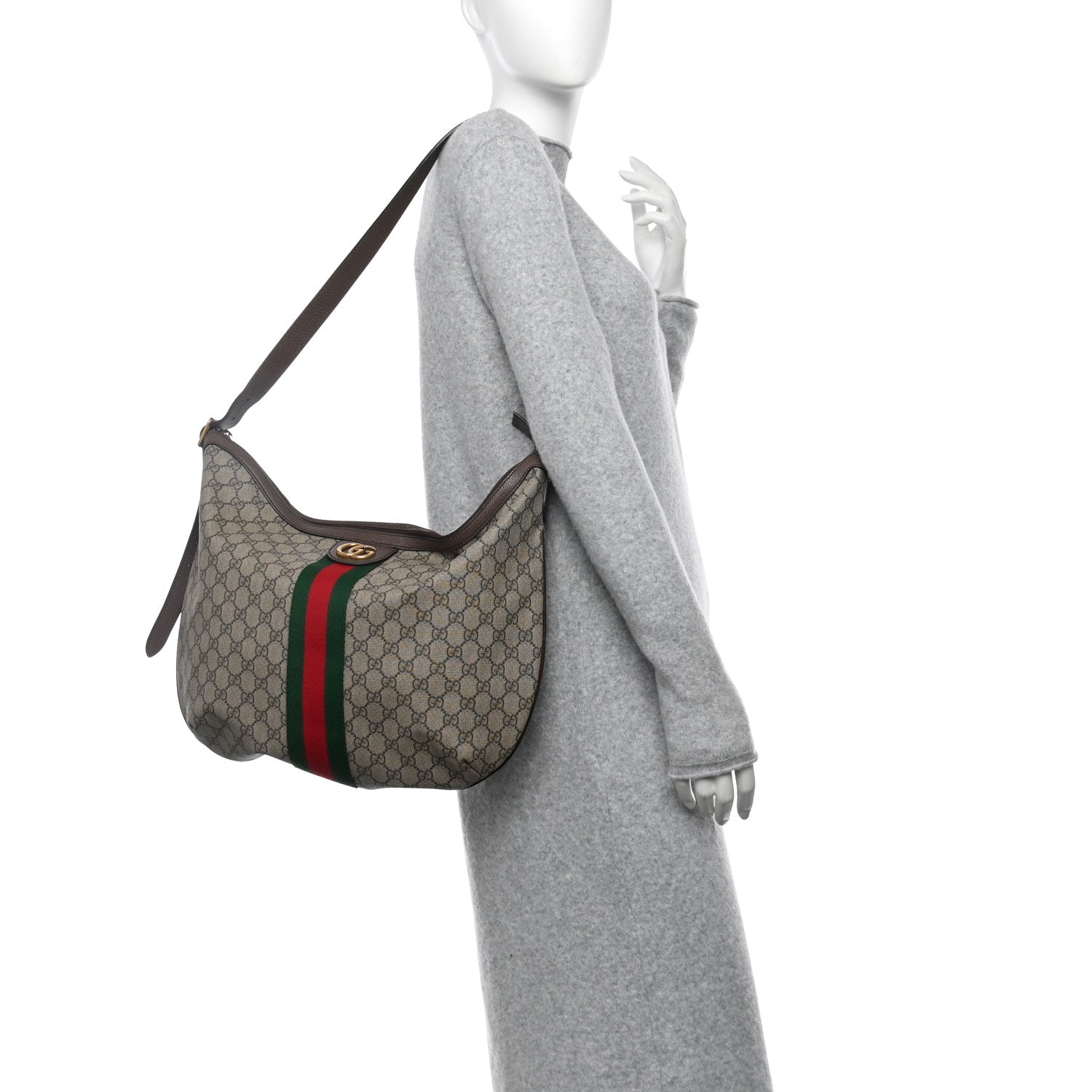 Gucci GG Supreme Monogram Web Ophidia Half Moon Hobo Brown 2 of 13